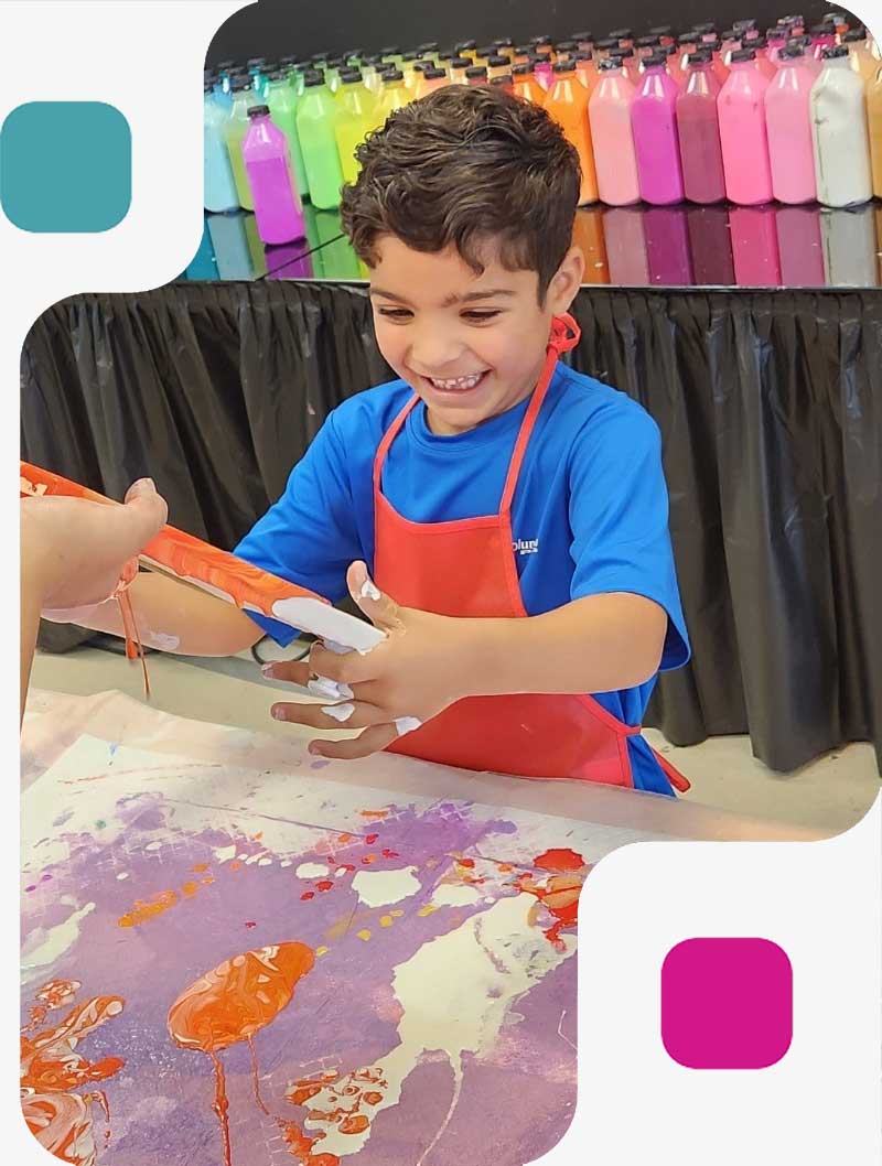 Kids Birthday Party - Children love interacting with paint and fluid art in a completely unexpected way